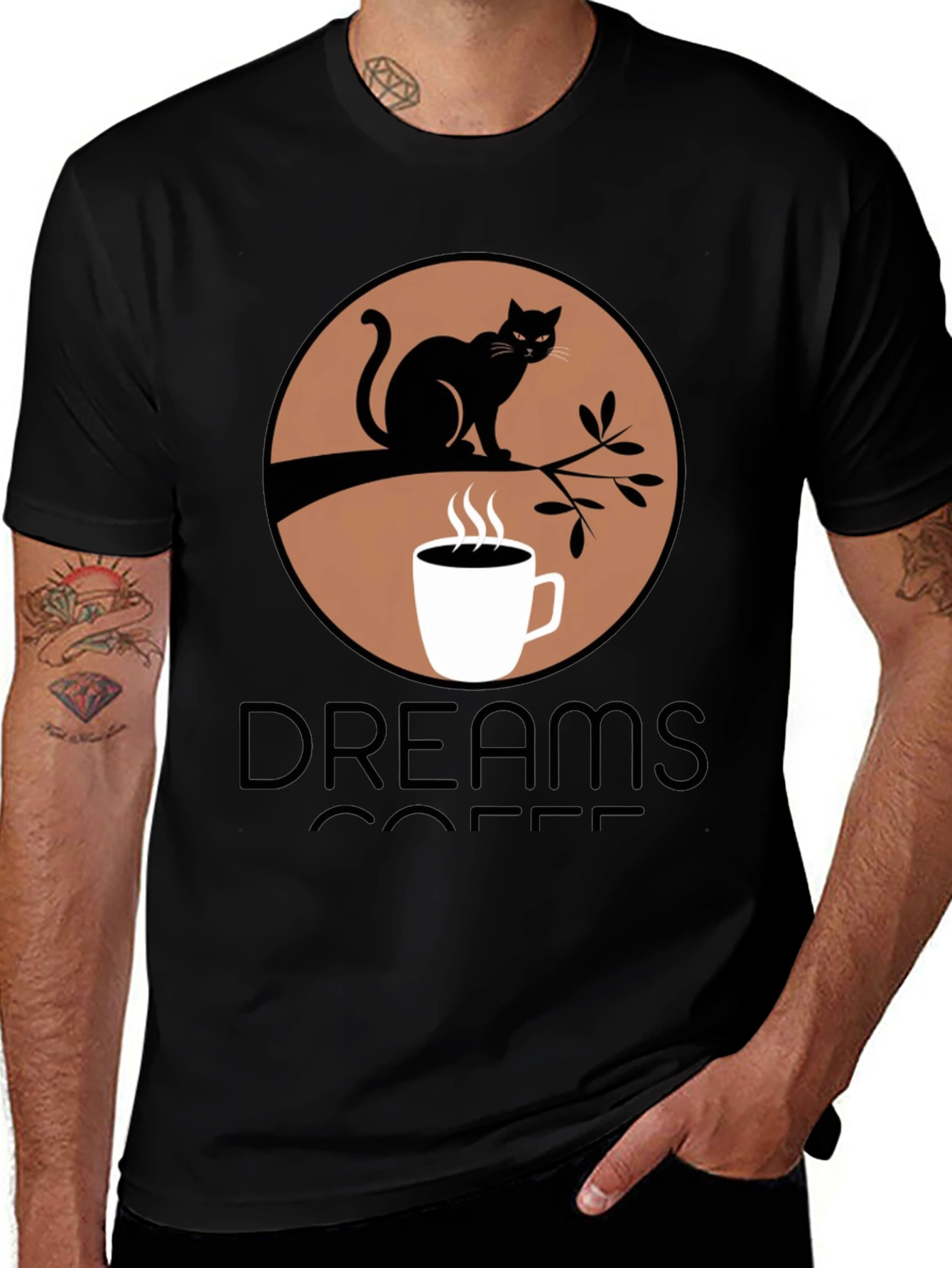 Variant 28 of Dreams Coffee Black Cat Graphic T-Shirt