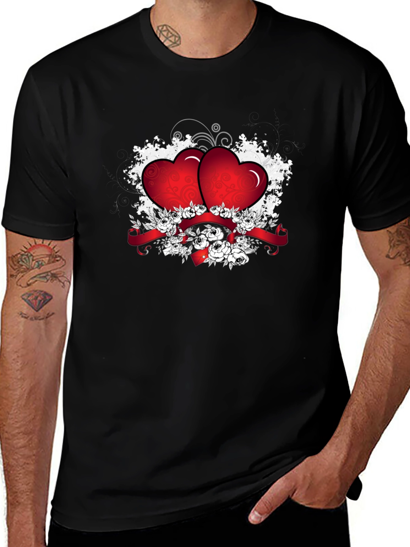 Variant 19 of Heart and Floral Graphic Tee