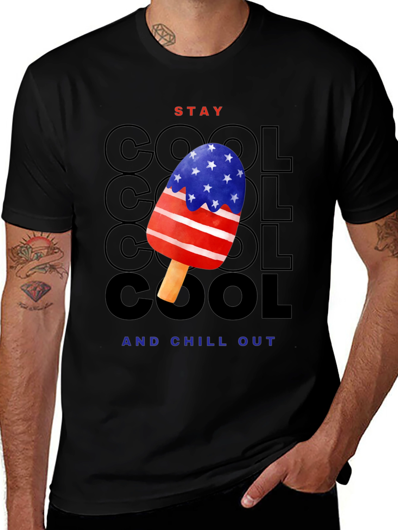 Variant 21 of Stay Cool Patriotic Popsicle Graphic Tee