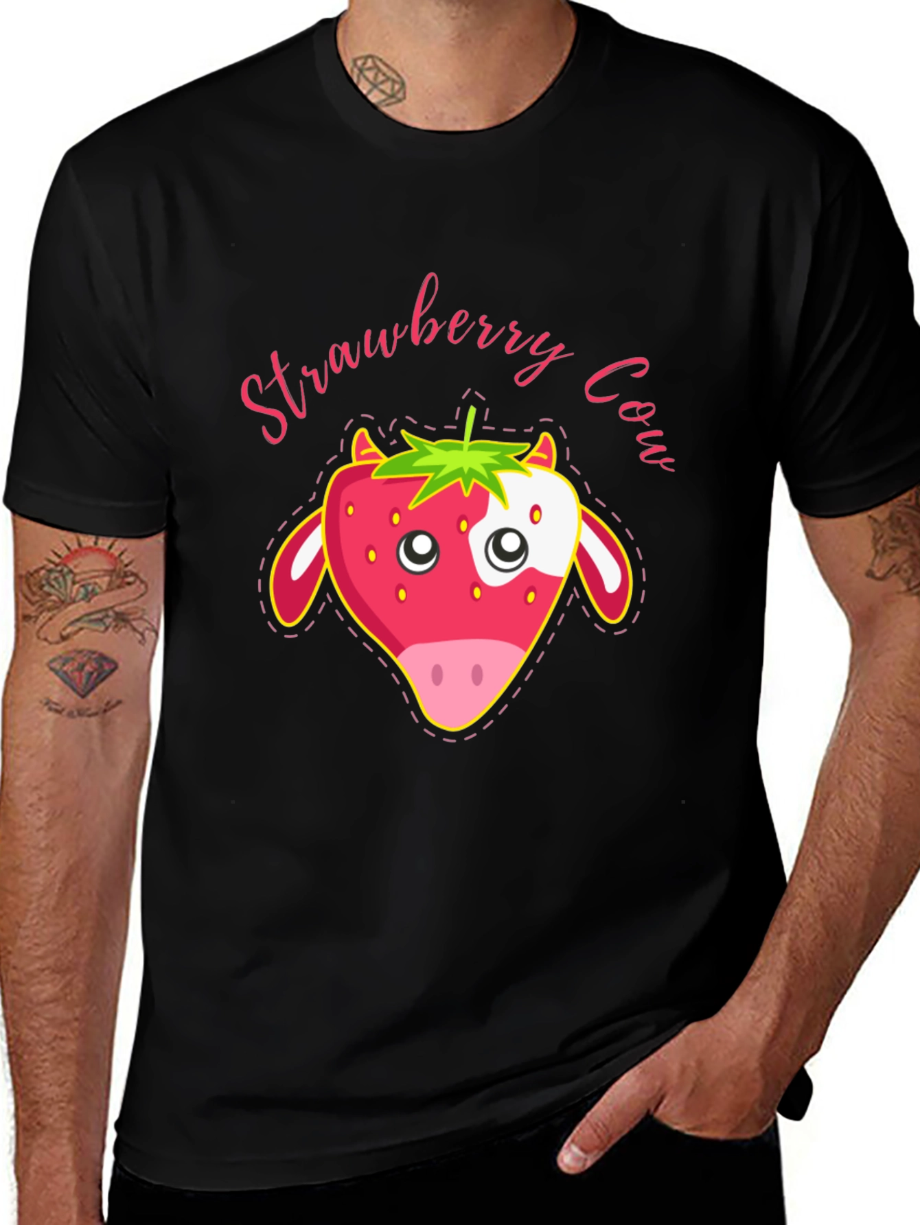 Variant 16 of Strawberry Cow Graphic T-Shirt - Cute Animal Tee