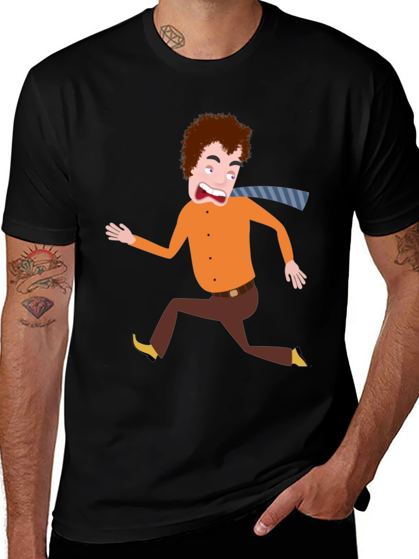 Variant 8 of Cartoon Man Running Black T-Shirt
