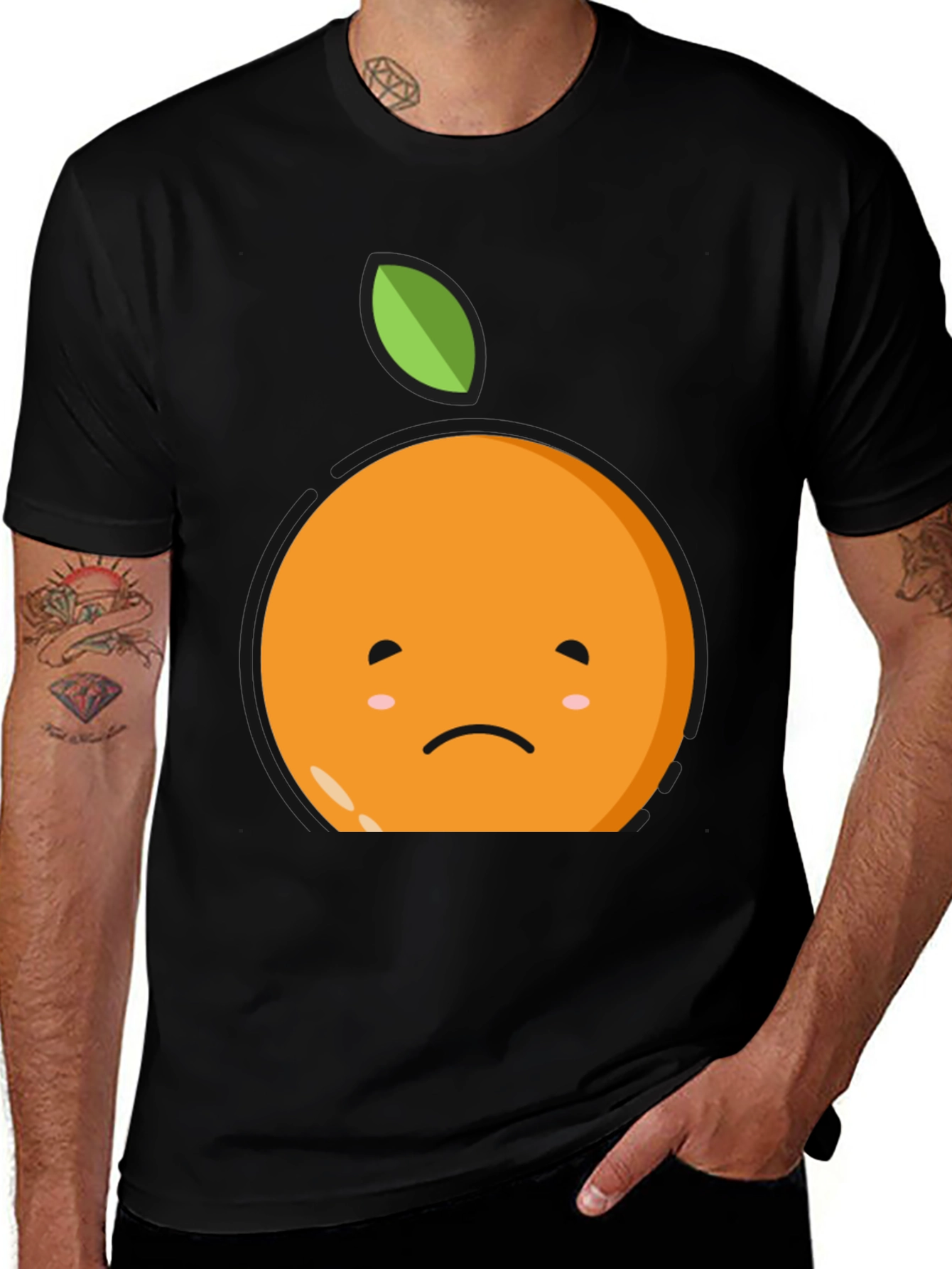 Variant 23 of Sad Orange Graphic Tee - Soft Black Cotton T-Shirt