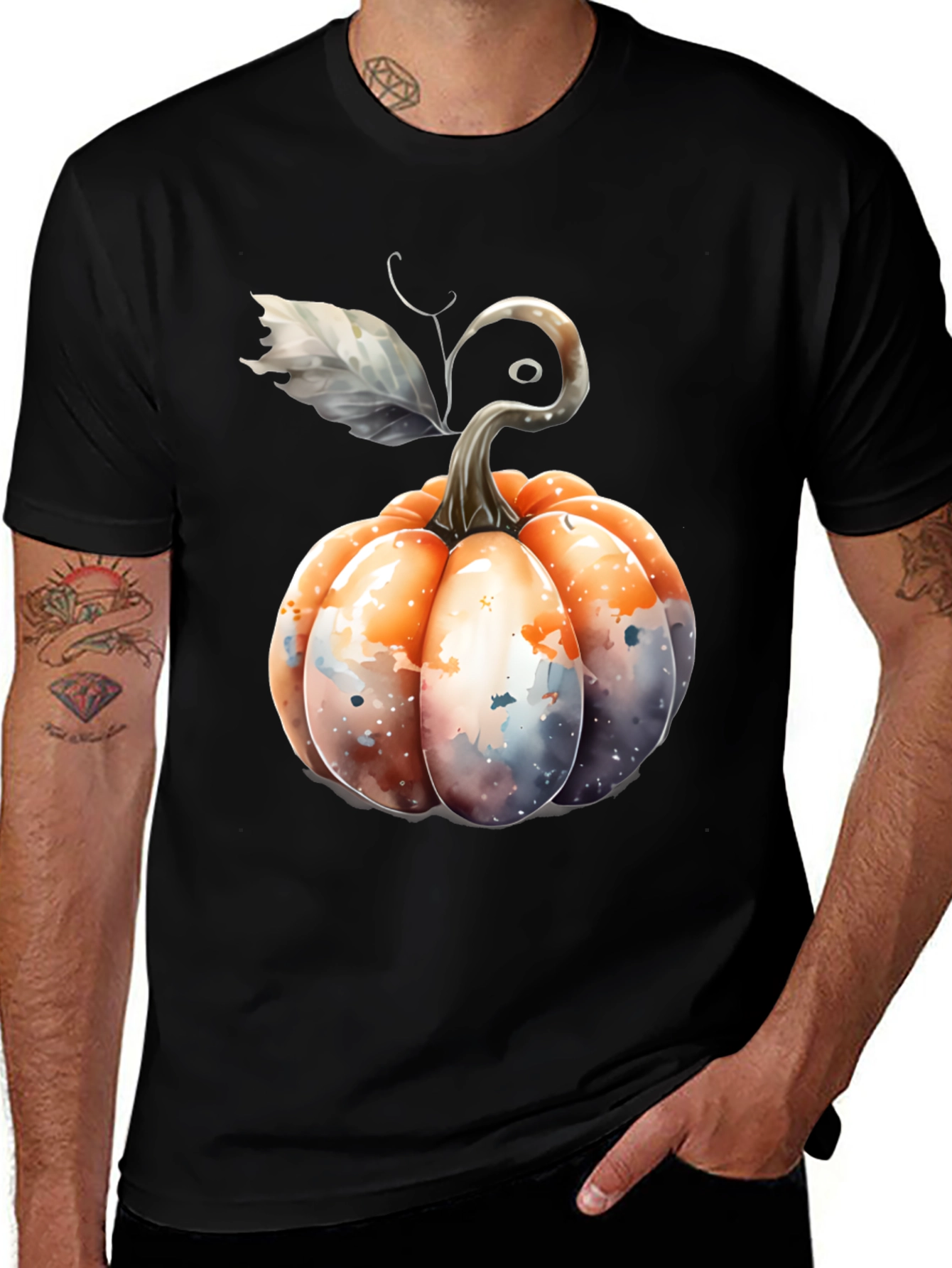 Variant 24 of Watercolor Pumpkin Black Tee
