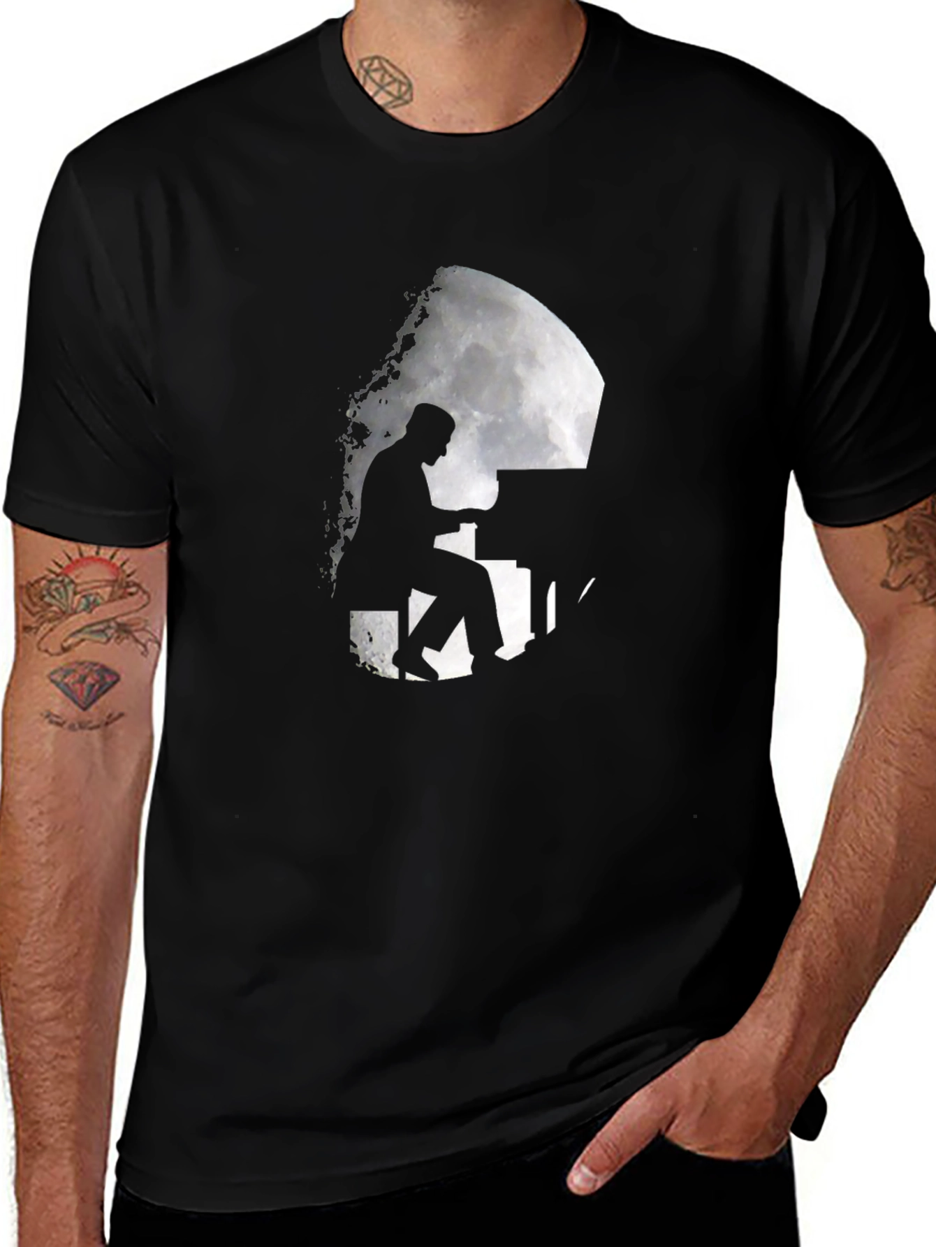 Variant 7 of Piano Player Silhouette Graphic T-Shirt
