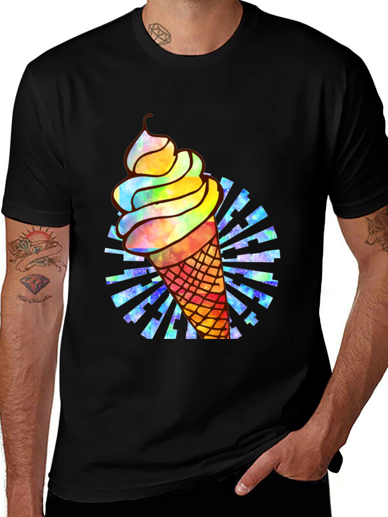 Variant 7 of Rainbow Ice Cream Graphic Tee - Stylish Cotton T-Shirt