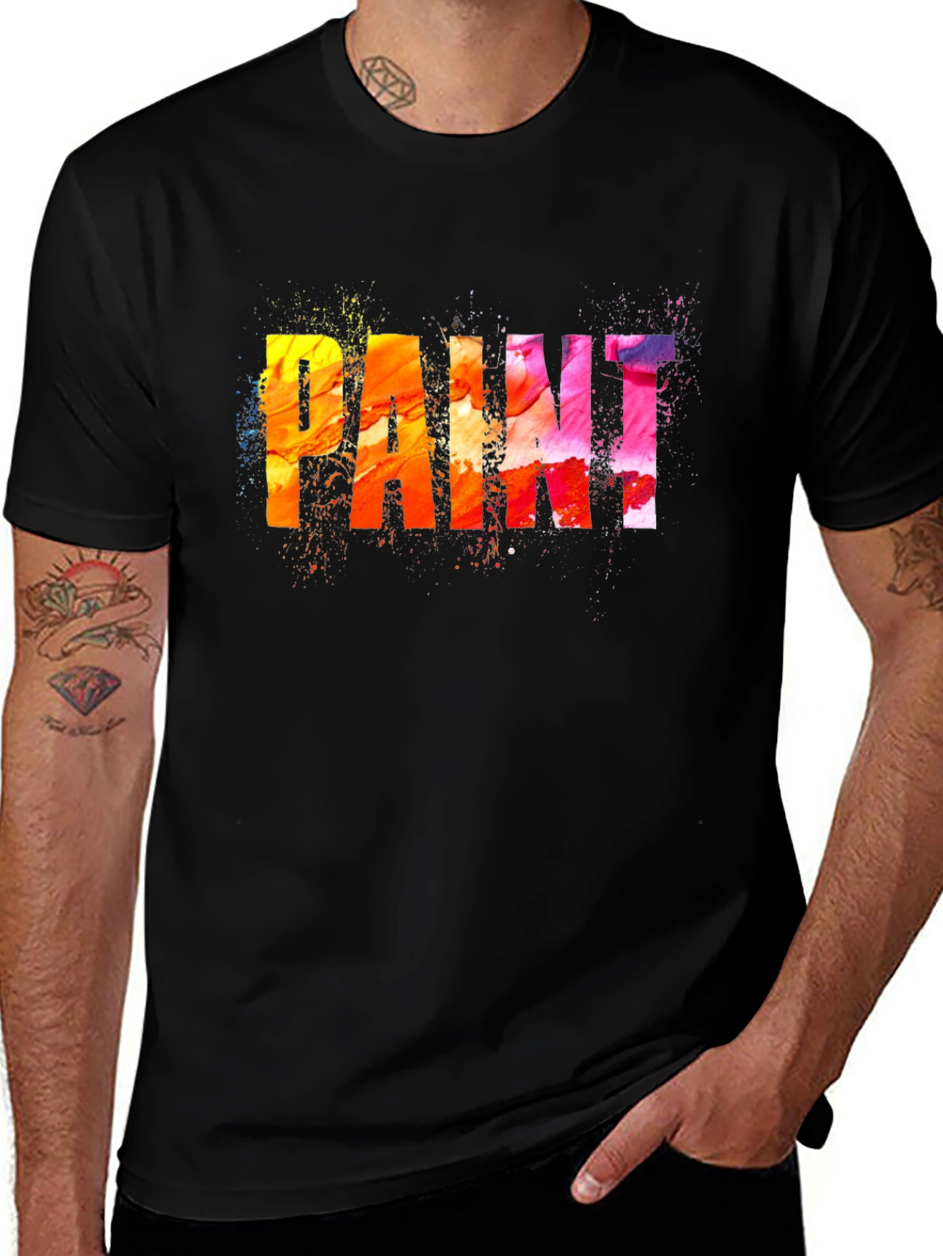 Variant 8 of Colorful Paint Splatter Graphic Tee - Trendy Artistic Design