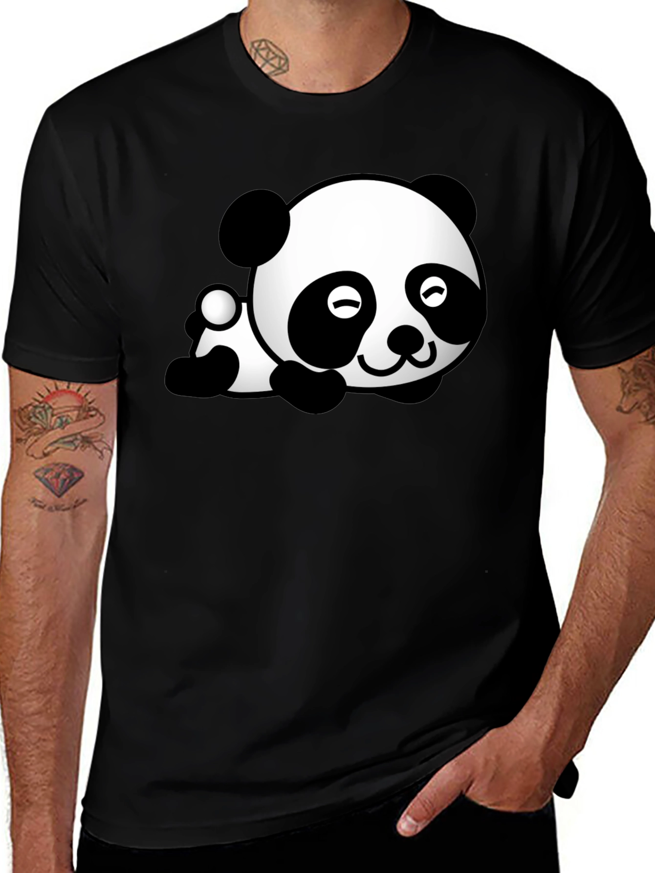 Variant 29 of Cute Panda Graphic Tee - Black Casual Shirt