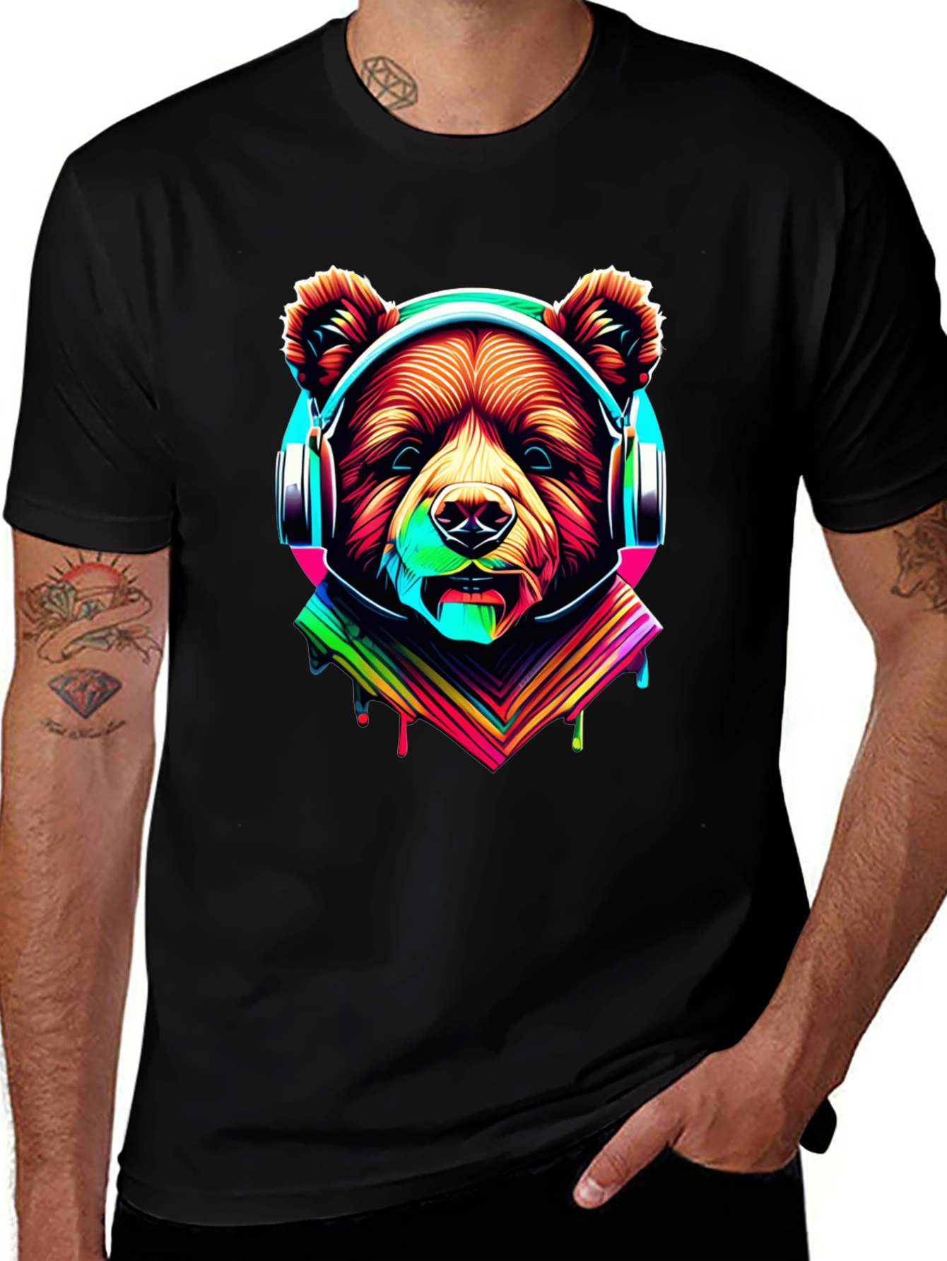 Variant 14 of Bear in Headphones Graphic Tee