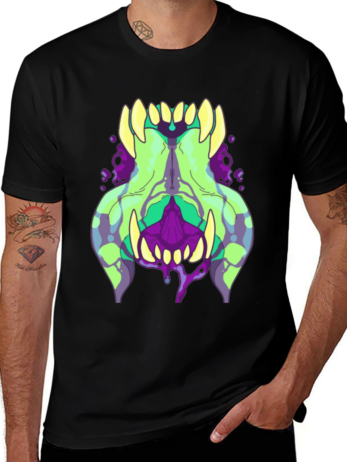 Variant 8 of Monster Teeth Graphic Tee - Black