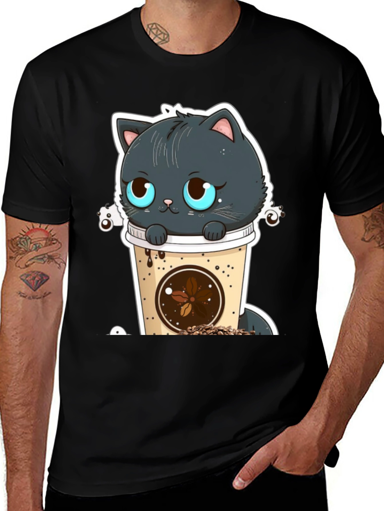 Variant 29 of Cute Cat in Coffee Cup Graphic Tee