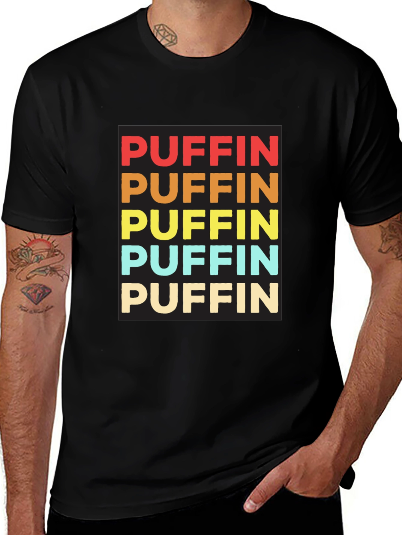Puffin Colorful Retro T-Shirt