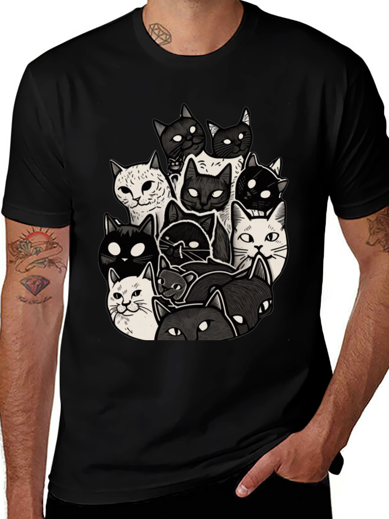 Variant 28 of Cool Cats T-Shirt - Black Cotton Blend