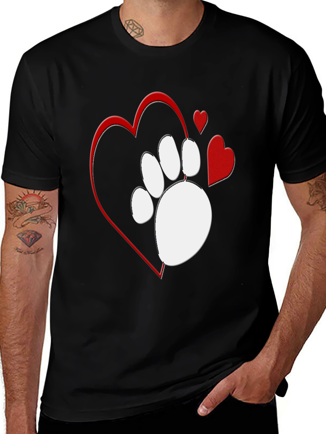 Variant 23 of Paw Print Heart T-Shirt - Love Your Pet!