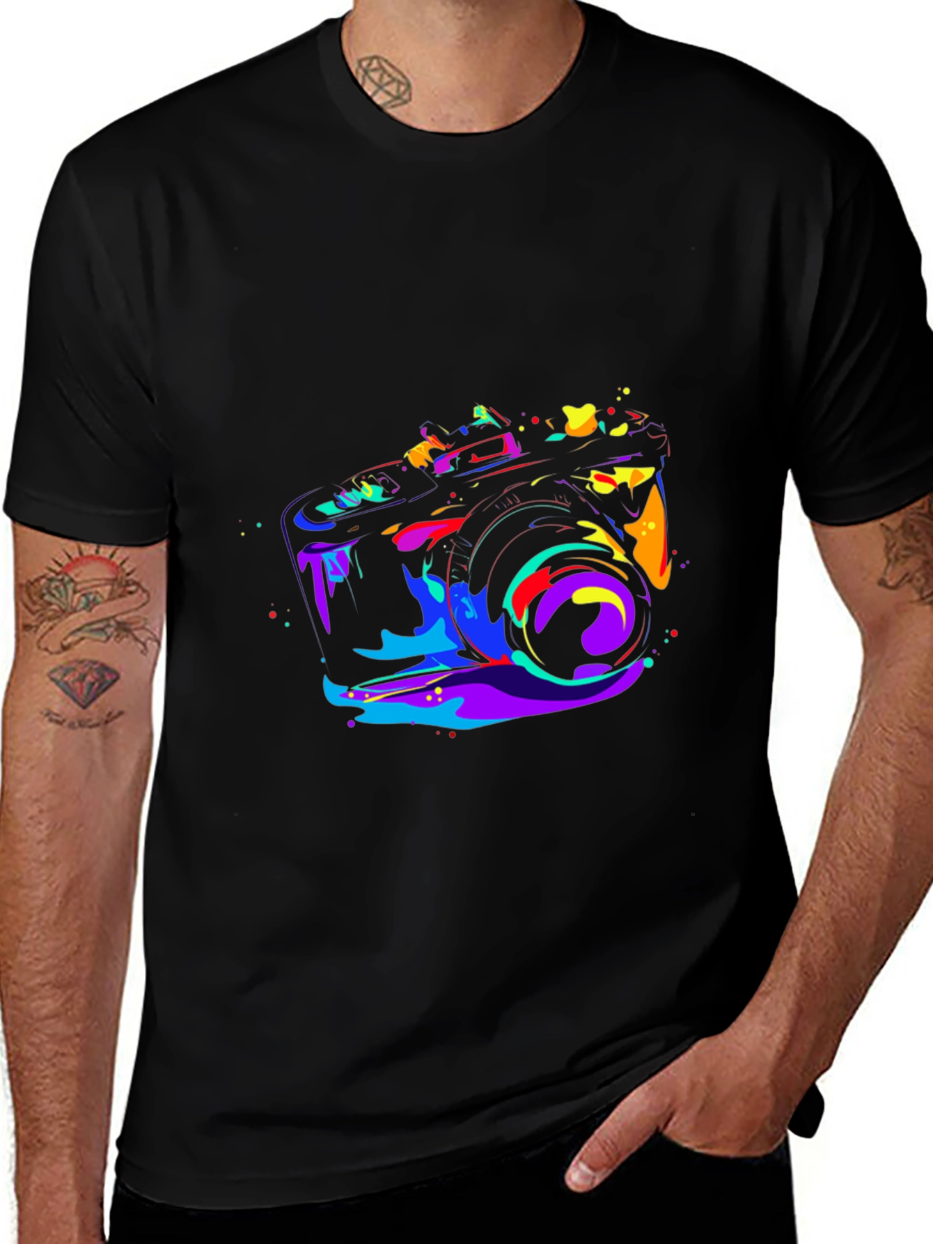 Variant 20 of Colorful Camera Graphic Tee - Unique Artistic Design