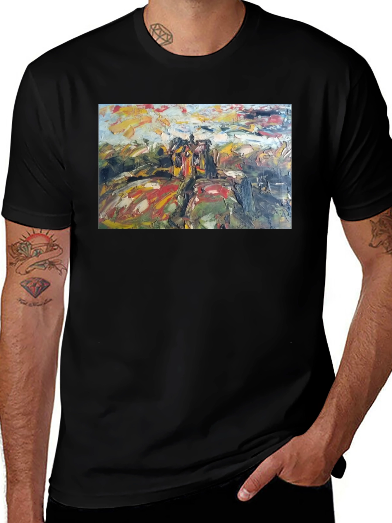 Variant 6 of Abstract Art Print Black Cotton Tee