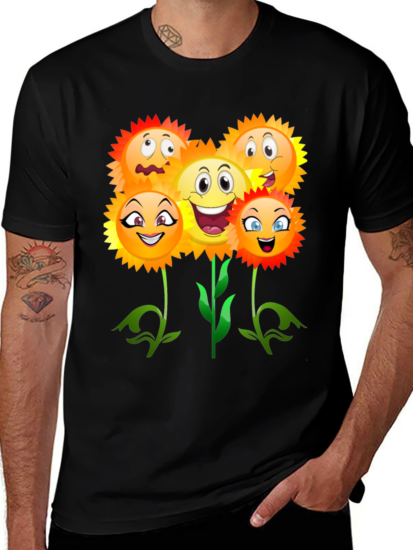 Variant 21 of Funny Sunflower Emoji Graphic Tee