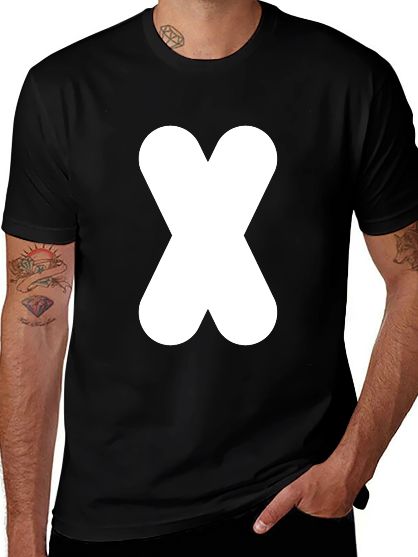 Variant 4 of Bold X Graphic Black T-Shirt