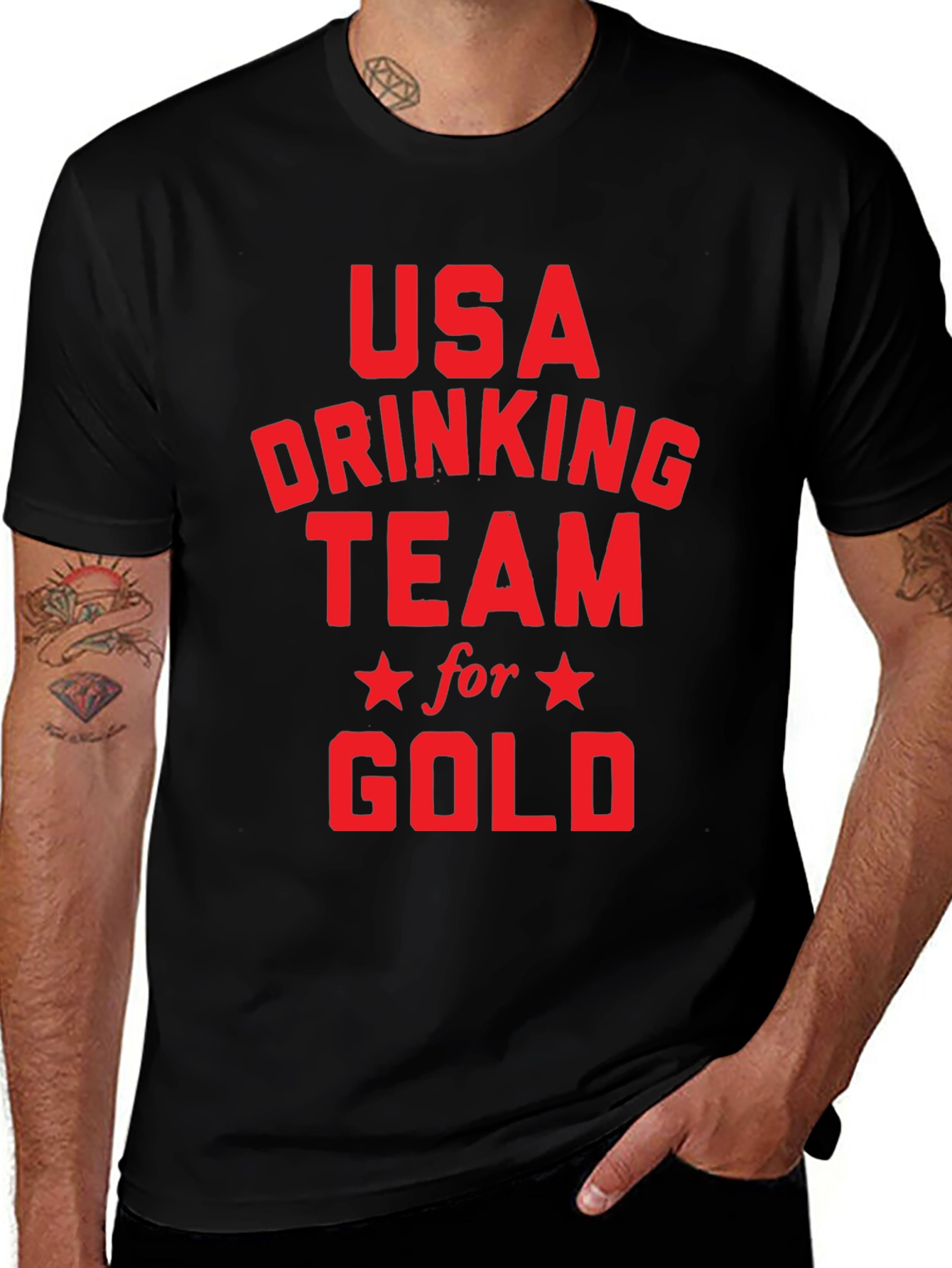 USA Drinking Team for Gold Black T-Shirt