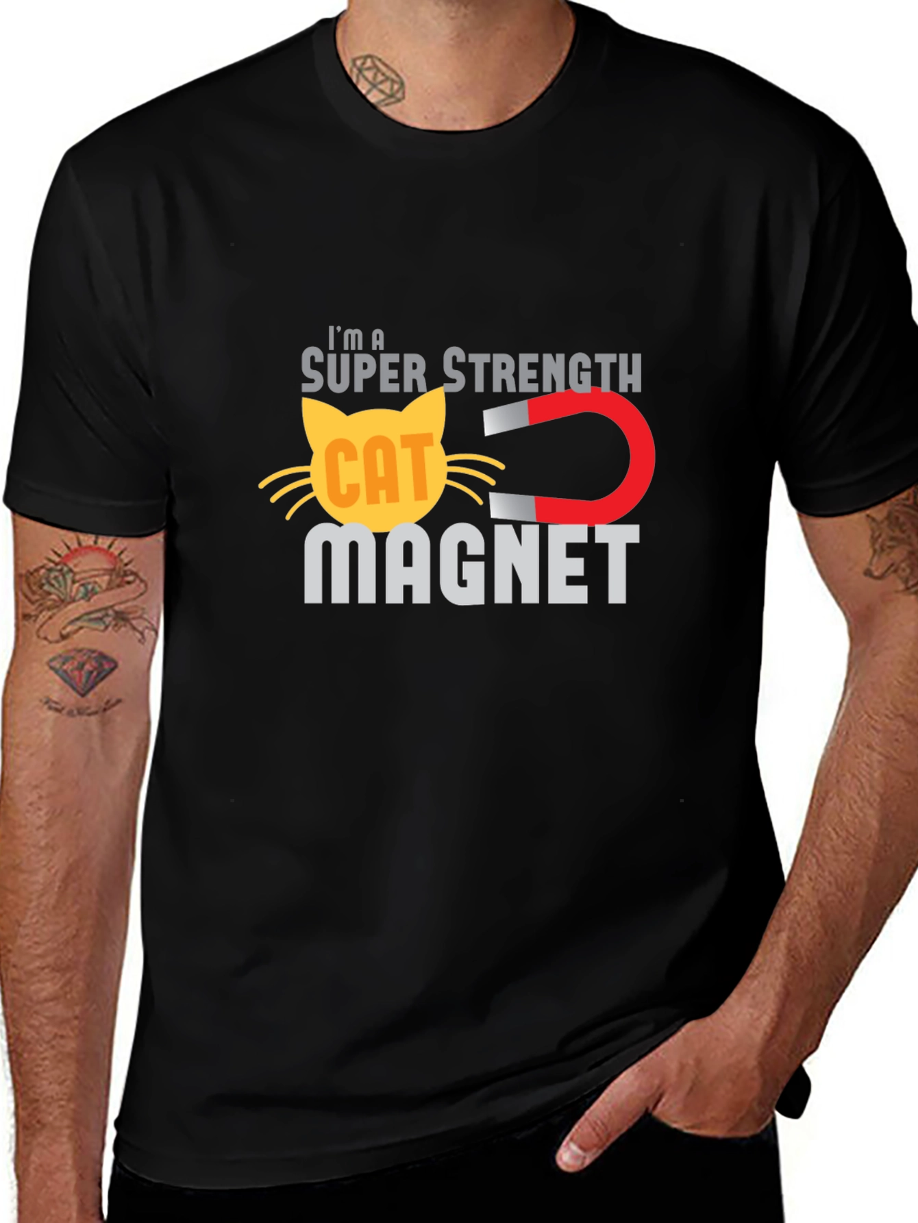 Variant 19 of Super Strength Cat Magnet Funny T-Shirt