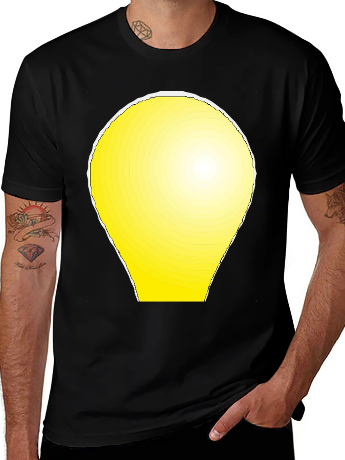 Variant 26 of Yellow Bulb Design Black T-Shirt