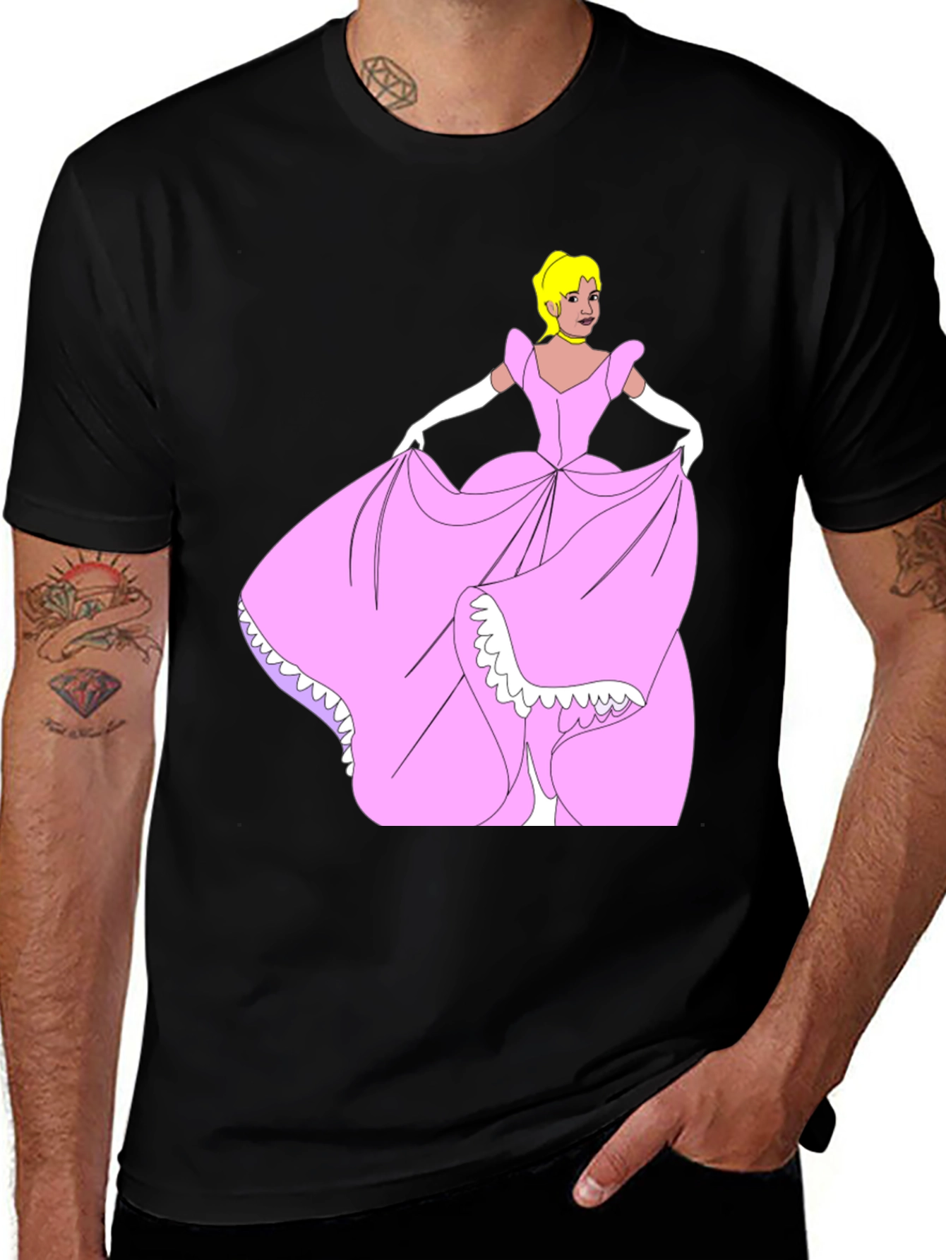 Variant 20 of Princess Cartoon Graphic Black Tee