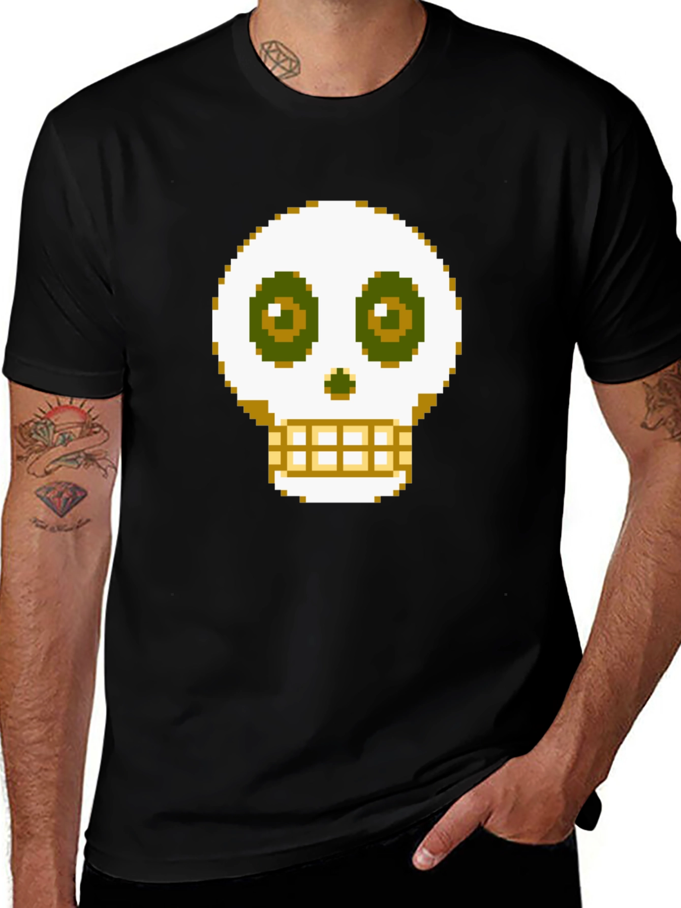 Variant 6 of Pixel Skull Graphic Tee - Gamer Style Shirt