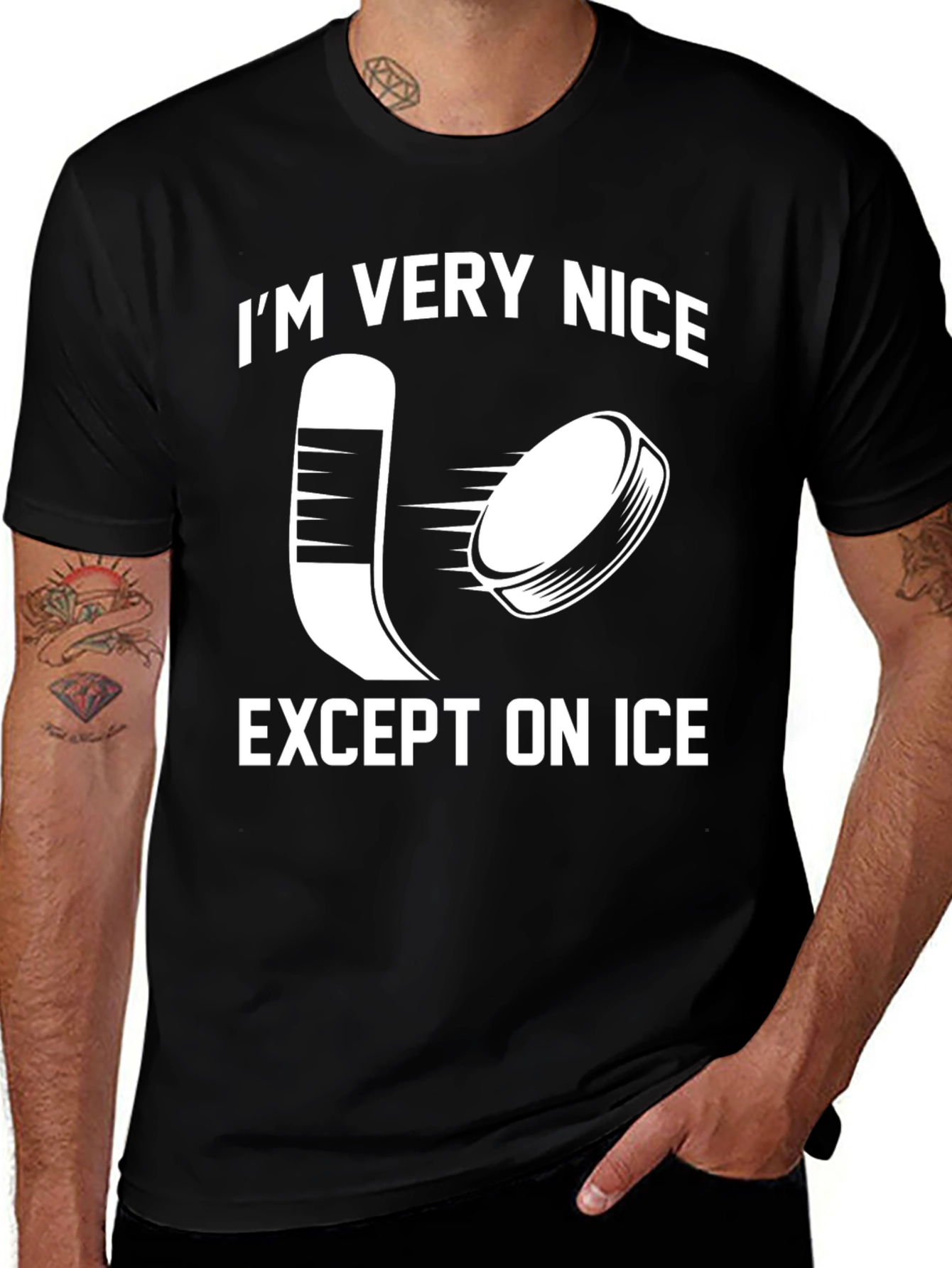 Variant 10 of Funny Hockey T-Shirt - I'm Very Nice Except on Ice