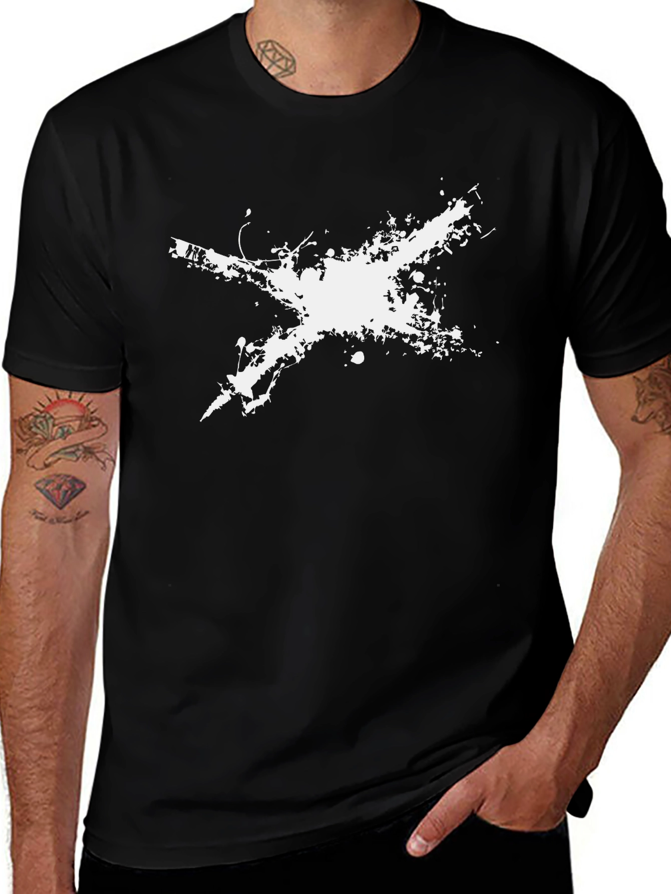 Variant 14 of Abstract Splatter Graphic Black T-Shirt