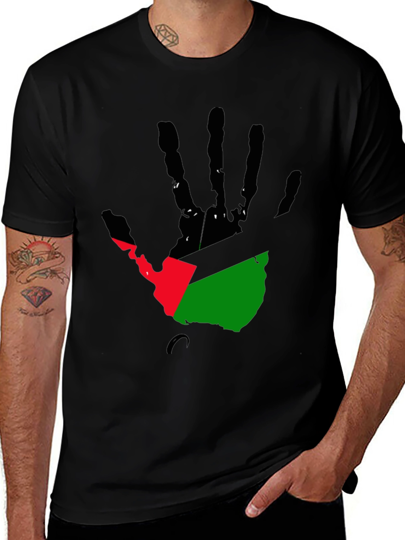 Variant 10 of Handprint Flag Graphic Tee - Black
