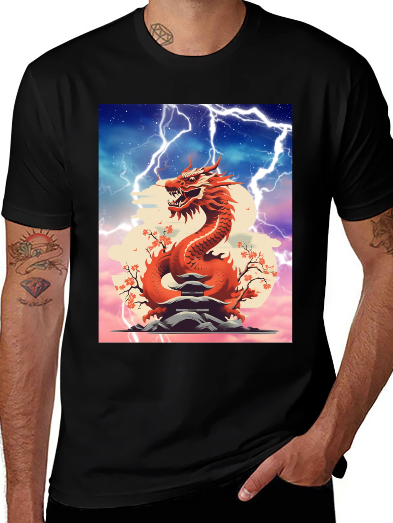 Variant 15 of Dragon Graphic Tee - Black Cotton T-Shirt