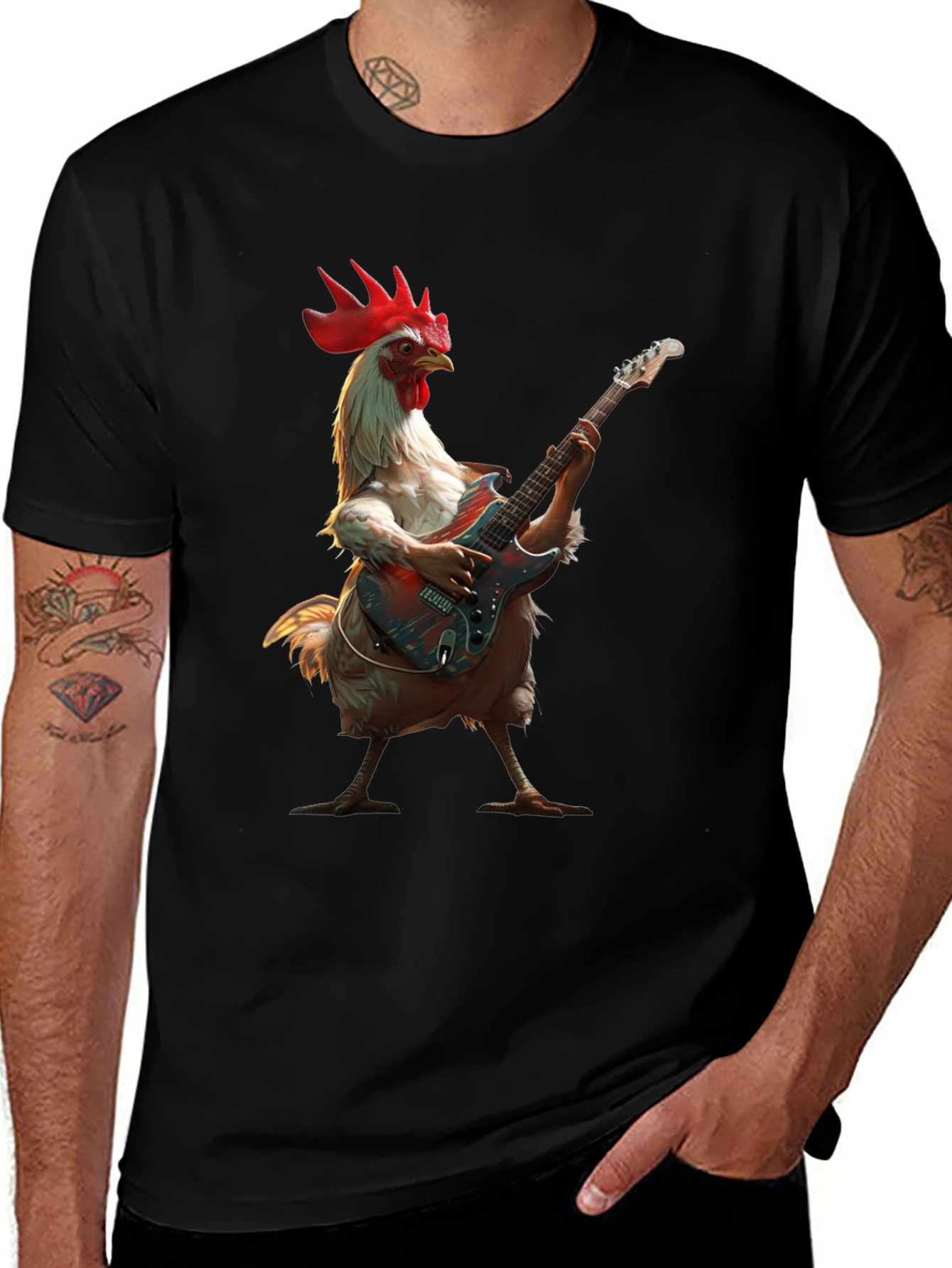 Variant 5 of Chicken Guitarist T-Shirt - Funny Music Tee
