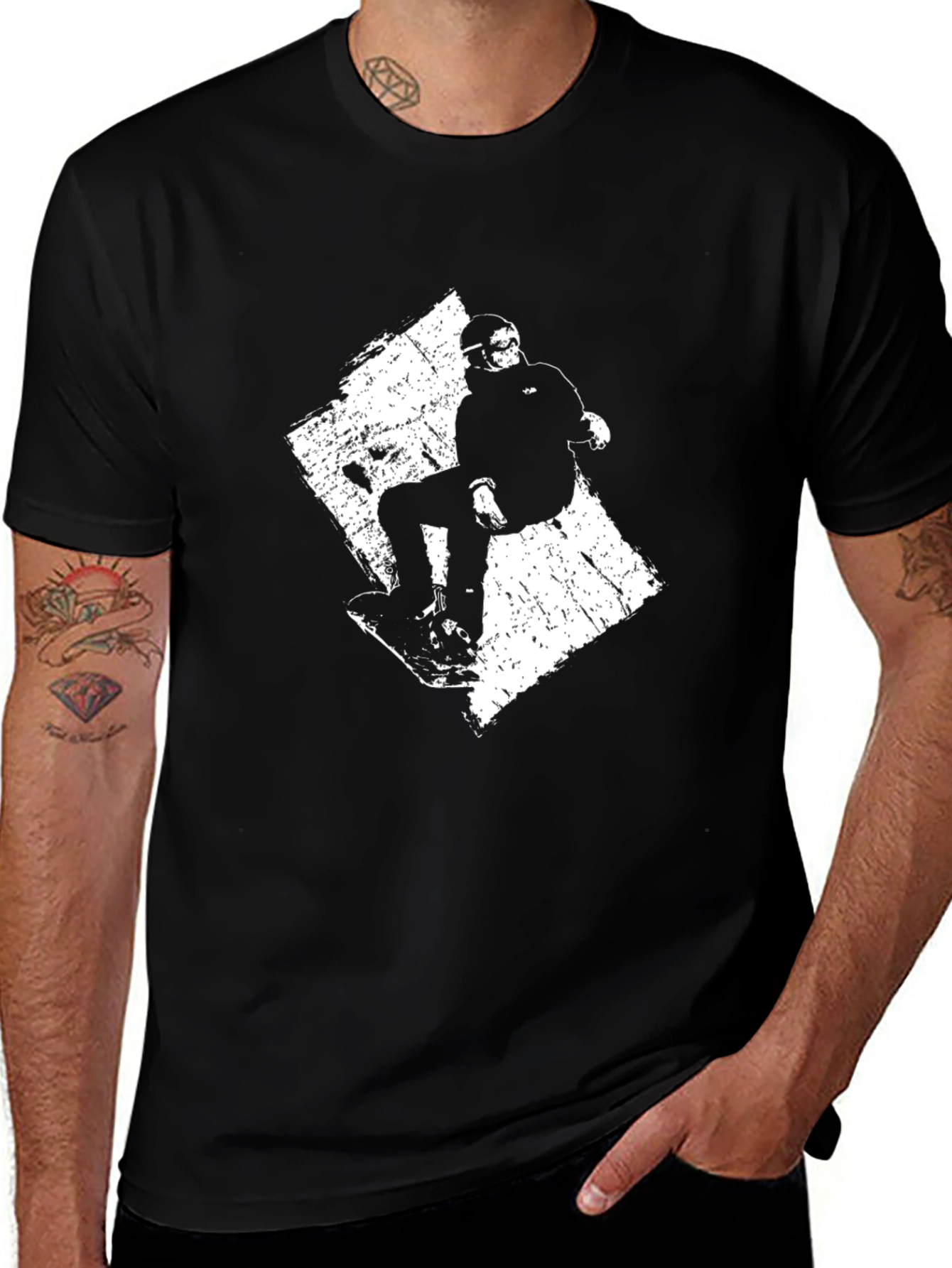 Variant 27 of Snowboard Graphic Tee - Black Cotton T-Shirt