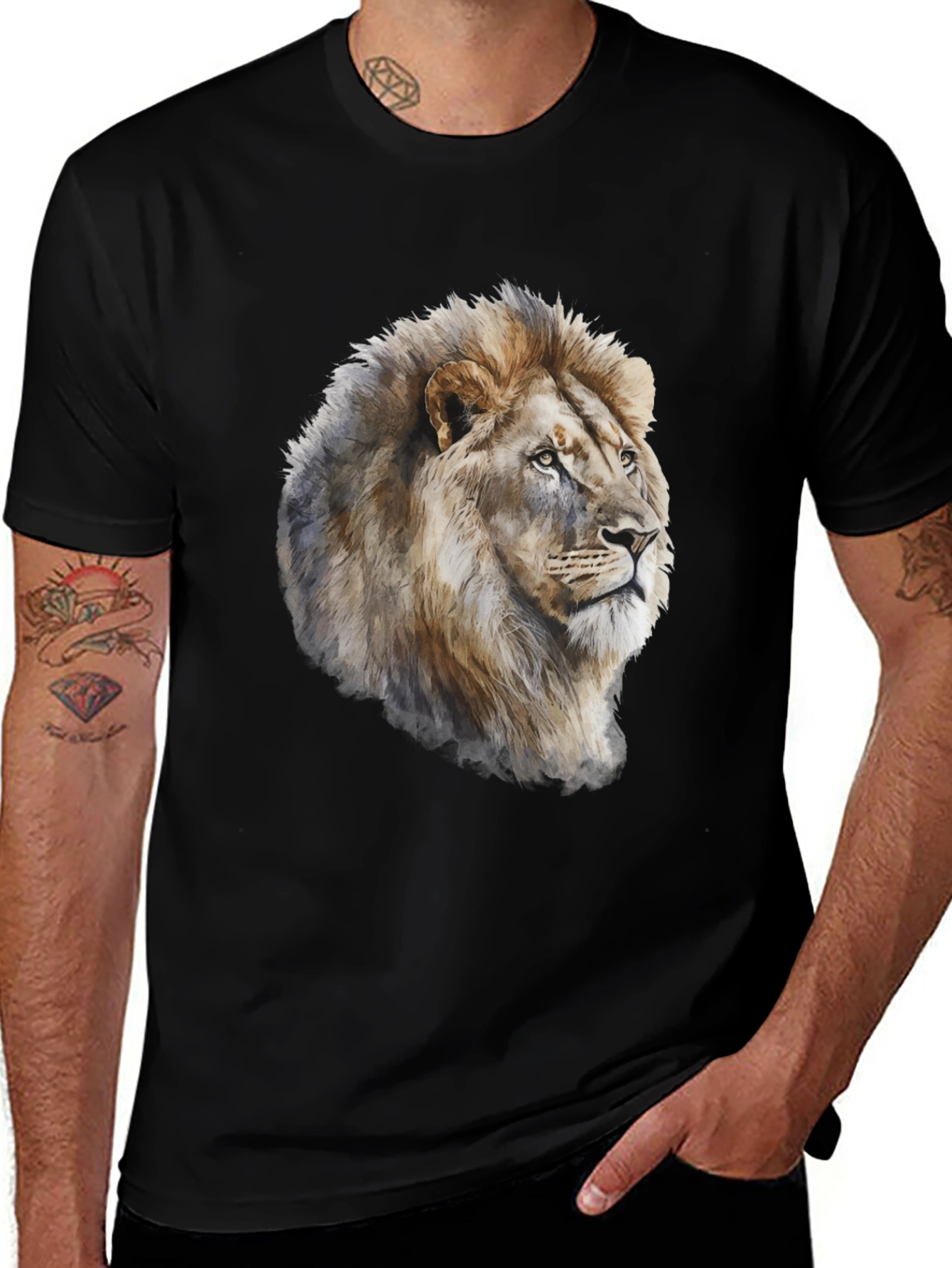 Variant 11 of Lion Graphic Tee - Black Cotton T-Shirt