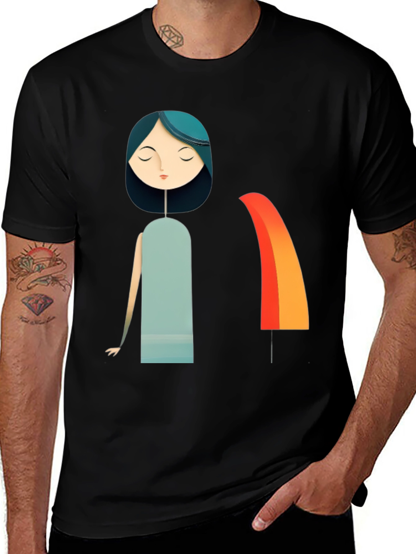 Modern Art Graphic Print Black Unisex T-Shirt