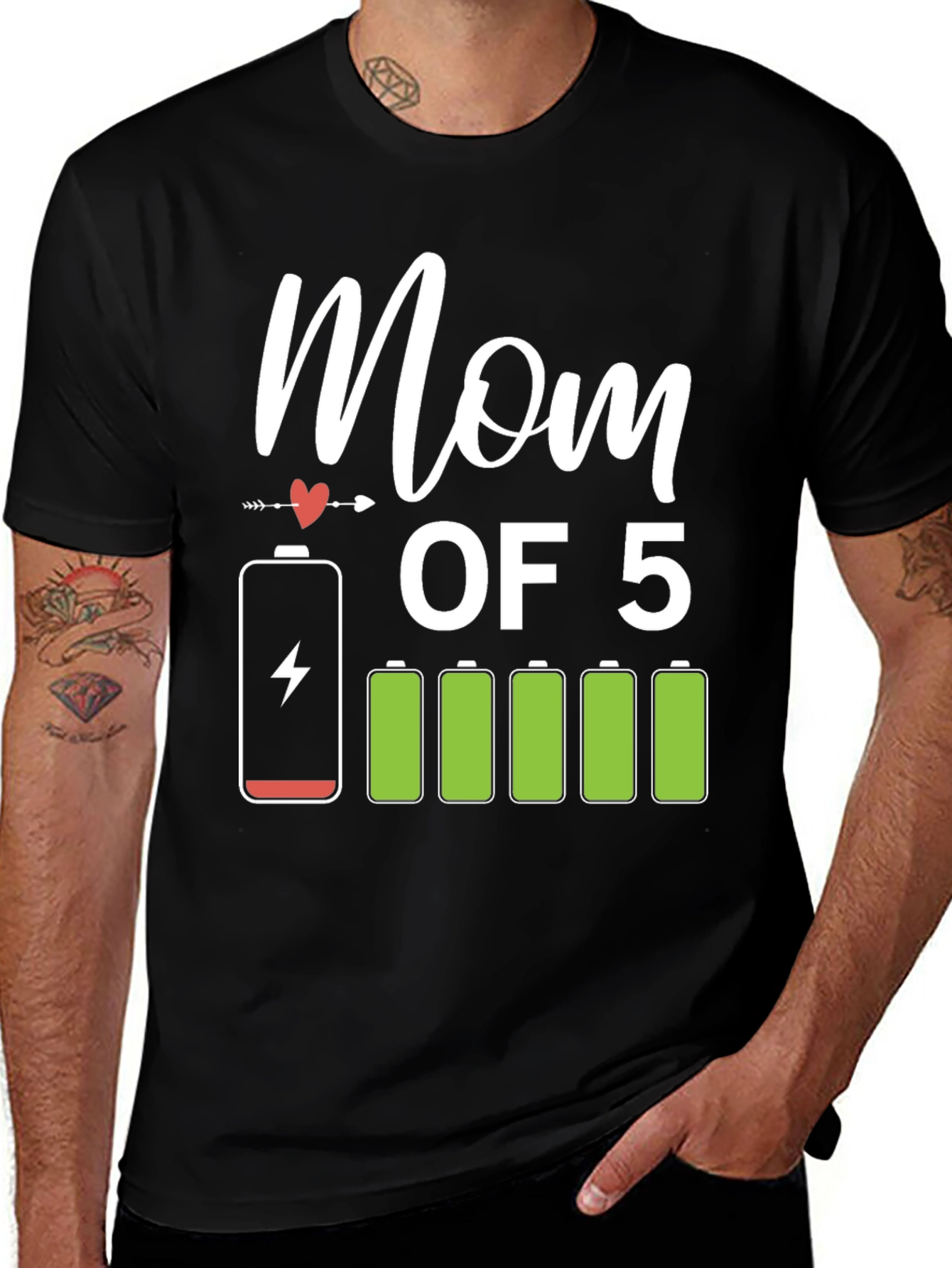 Mom of 5 Battery T-Shirt