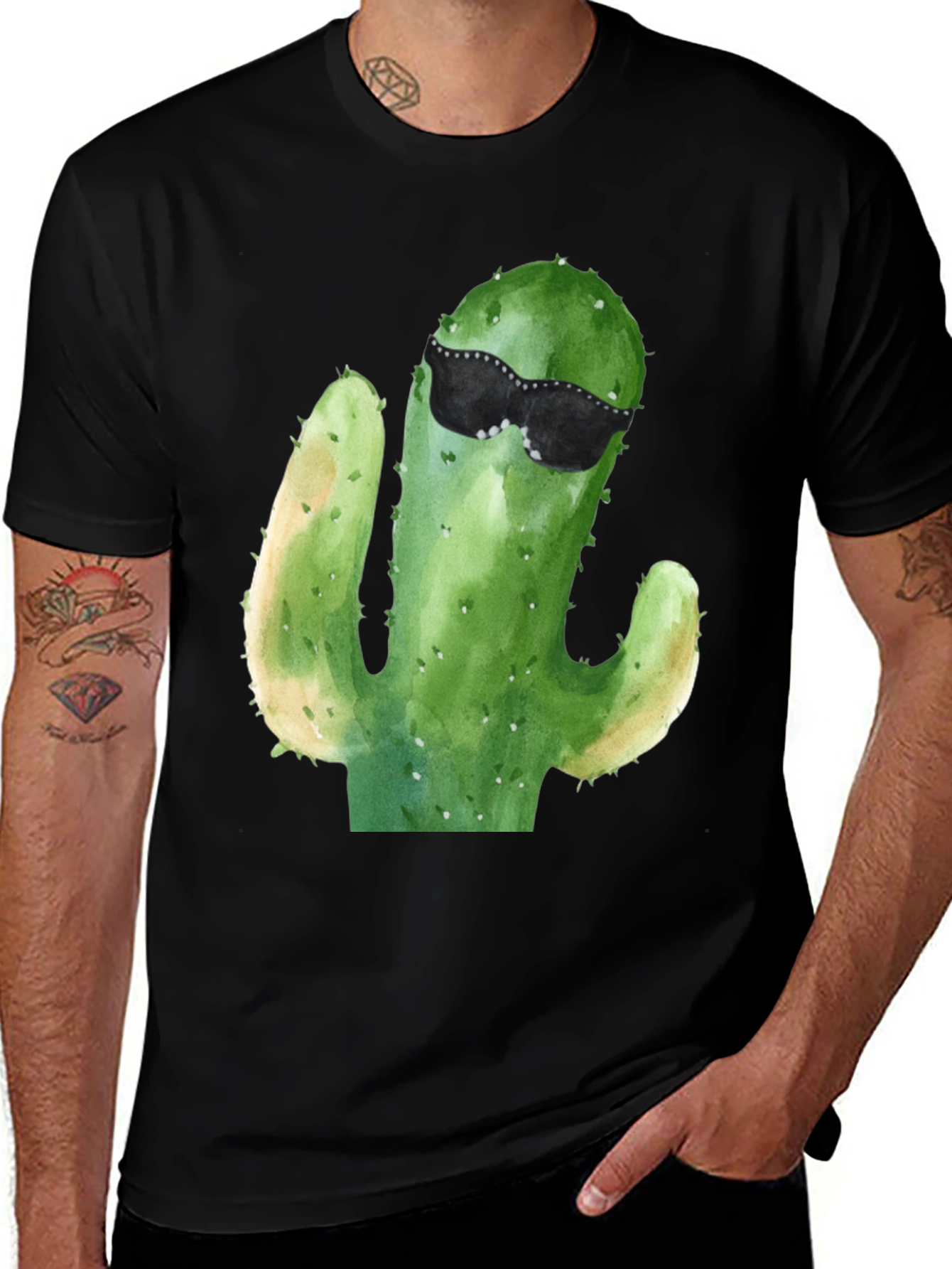 Variant 5 of Cool Cactus T-Shirt - Men's Black Tee