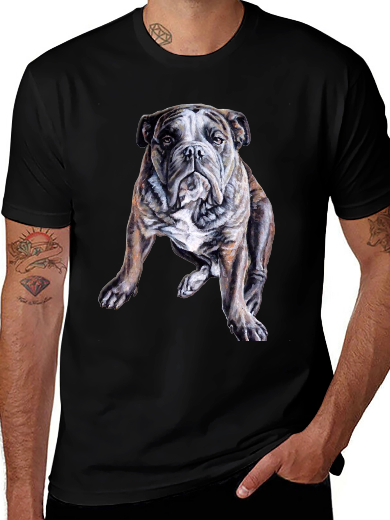 Variant 8 of Bulldog Graphic Print Men's Black T-Shirt