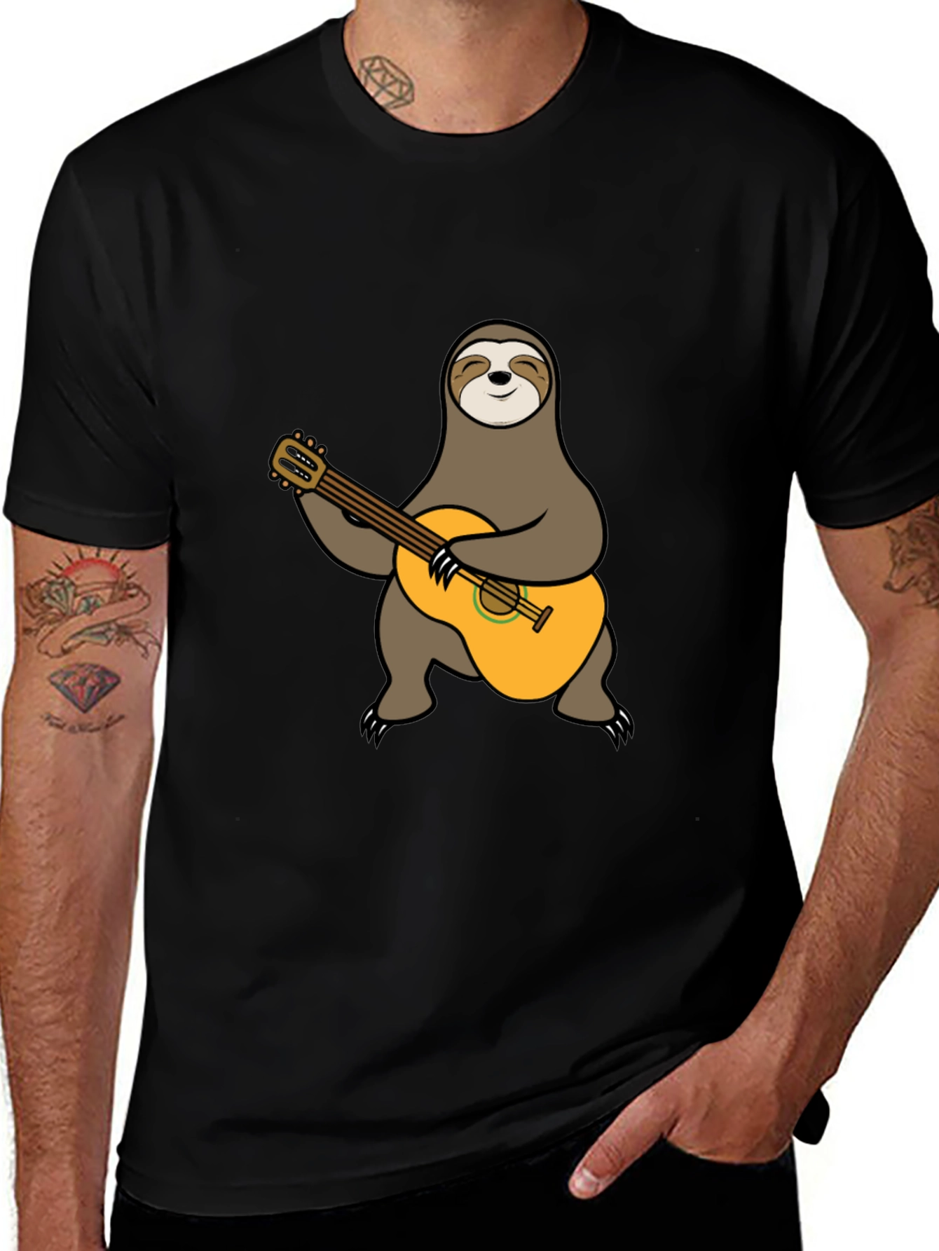 Variant 2 of Sloth Guitarist T-Shirt - Playful Animal Tee