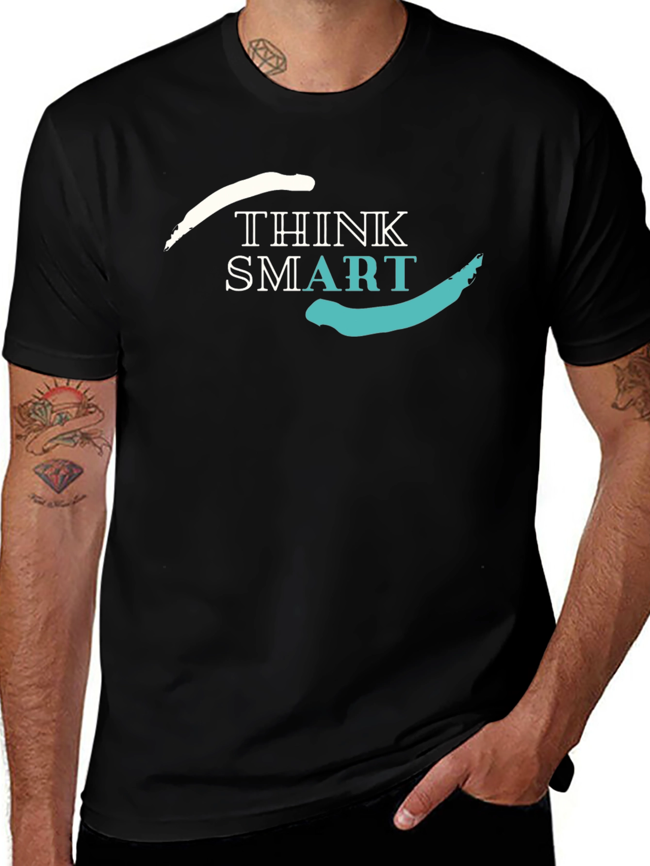 Think Smart Graphic Tee - Stylish Men's Black T-Shirt