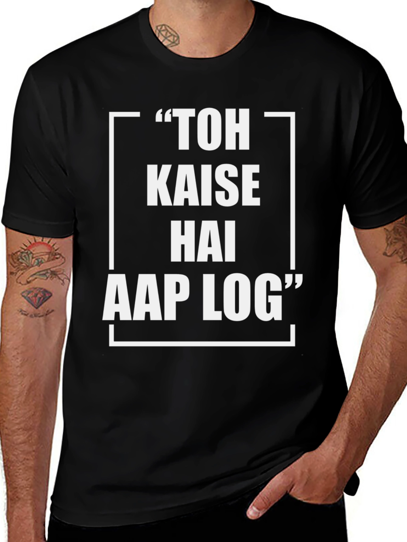 Variant 14 of Toh Kaise Hai Aap Log T-Shirt - Black Cotton Graphic Tee