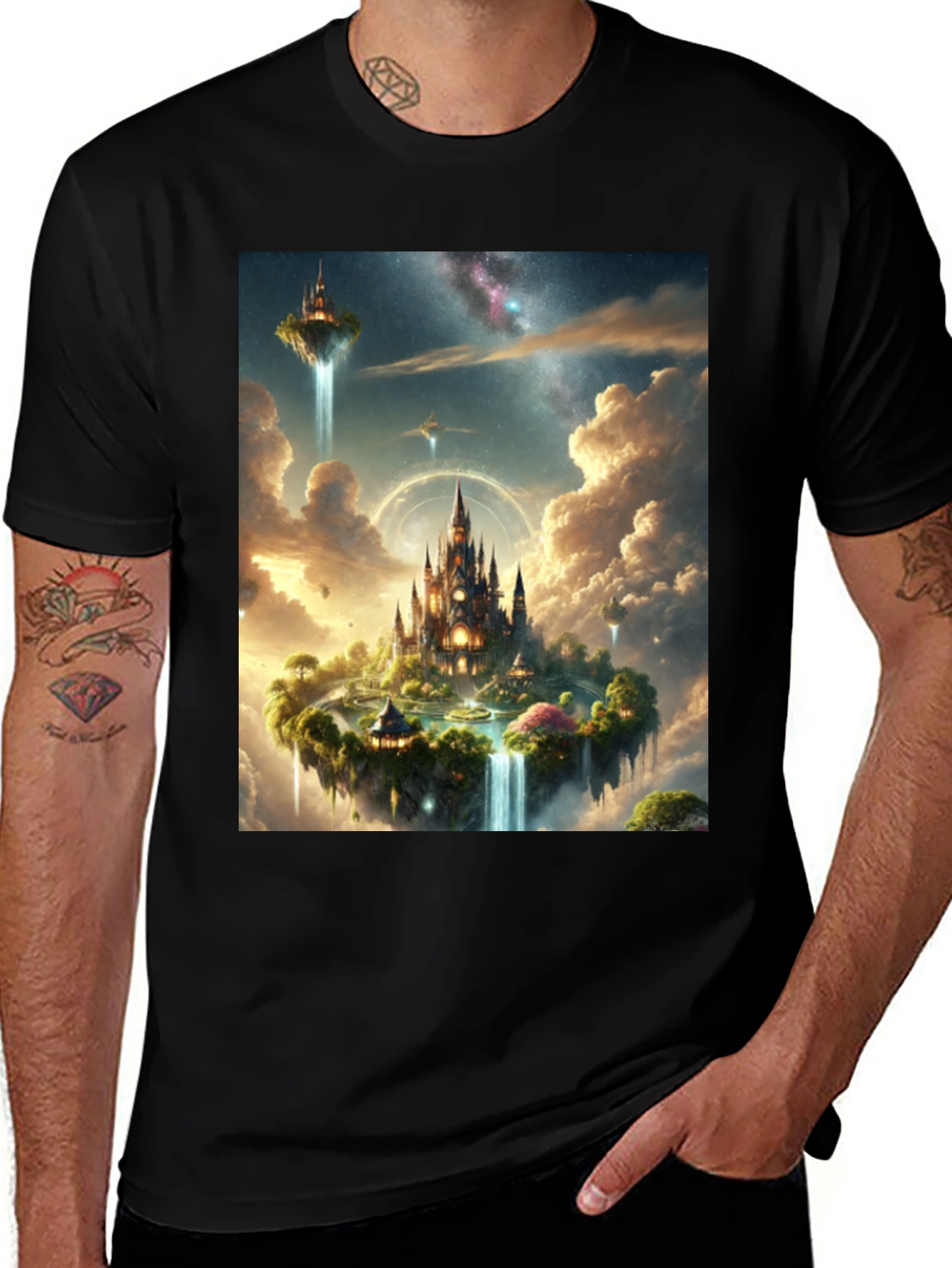 Variant 3 of Fantasy Island Graphic Tee - Black Cotton Shirt