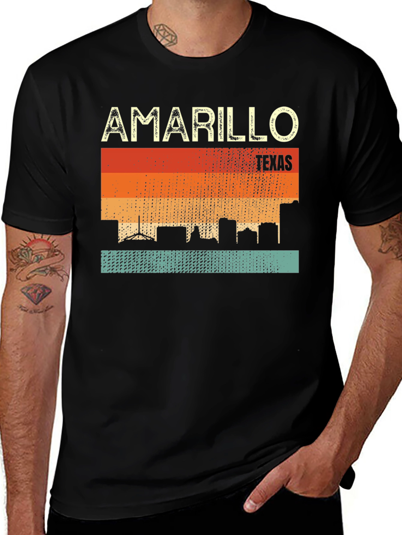 Amarillo Texas Skyline Retro T-Shirt