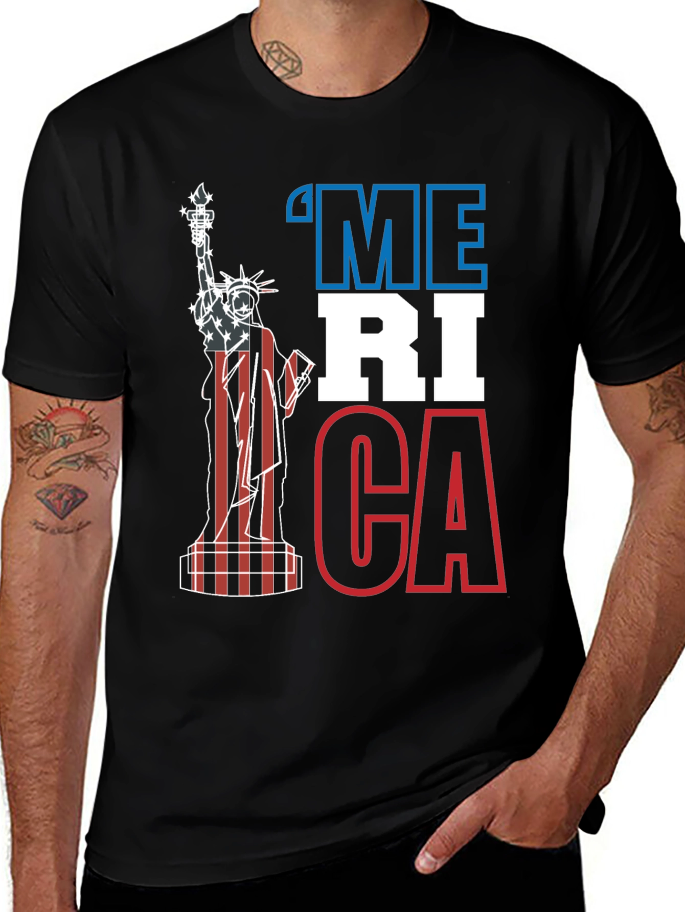 Variant 24 of Patriotic 'MERICA' Statue of Liberty Graphic T-Shirt
