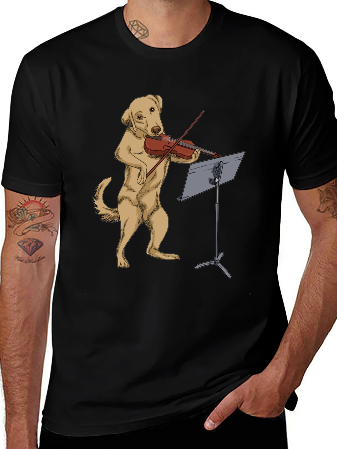 Variant 13 of Dog Playing Violin Graphic Tee - Unique Musician Dog T-Shirt