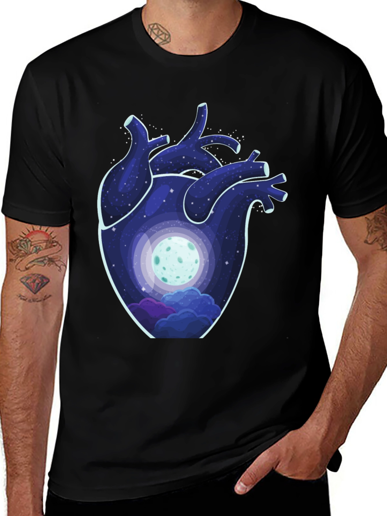 Heart Galaxy Print Tee - Celestial Organ