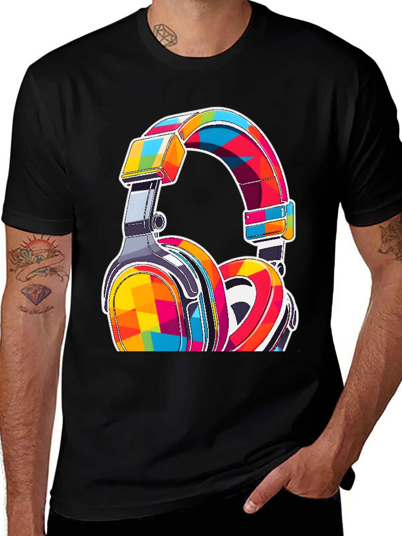 Variant 19 of Colorful Graphic Headphones T-Shirt