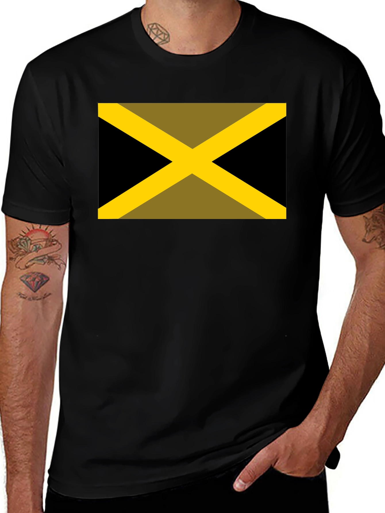 Variant 15 of Jamaica Flag T-Shirt - Crew Neck Graphic Tee