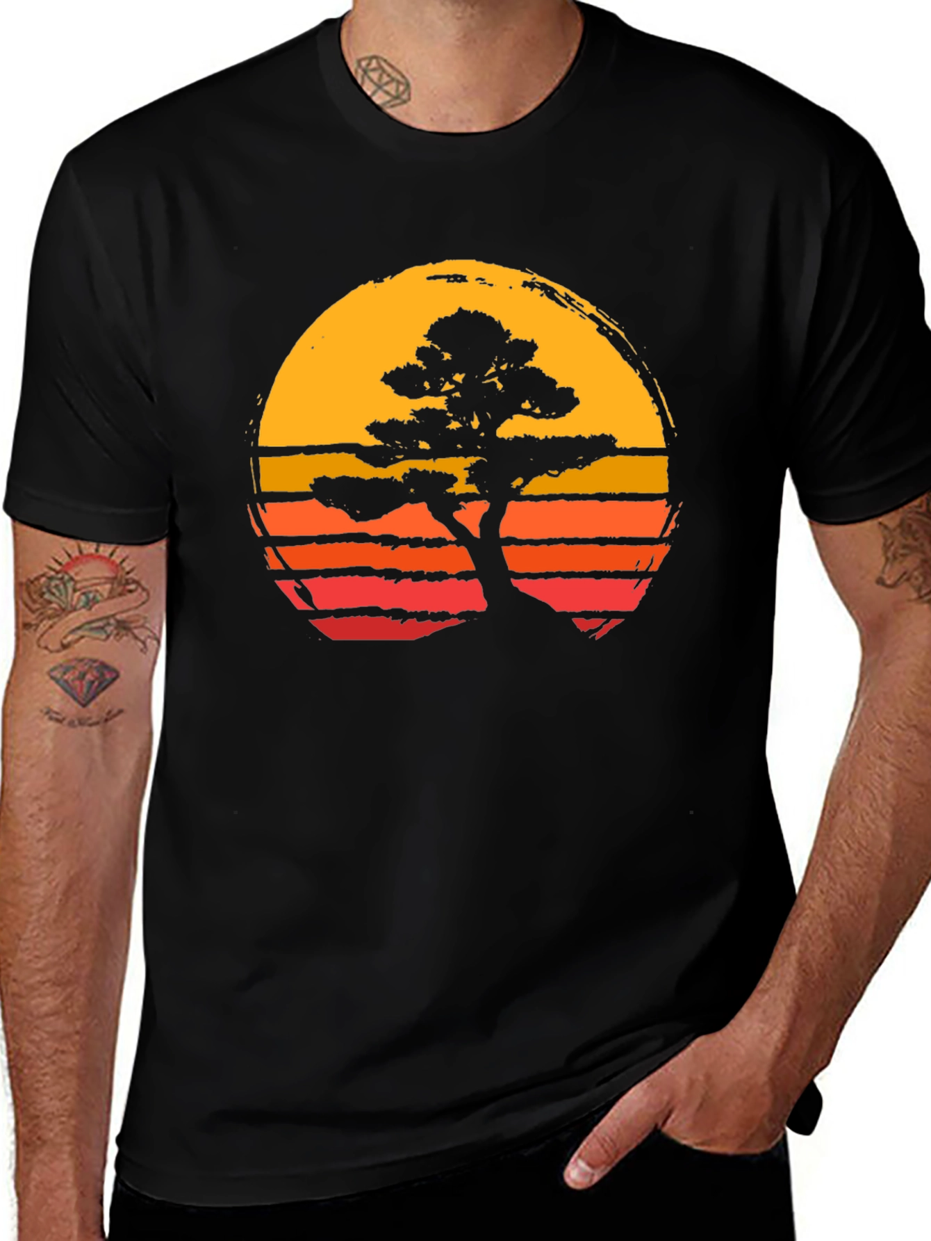 Variant 11 of Karate Kid Bonsai Tree Sunset Graphic Tee