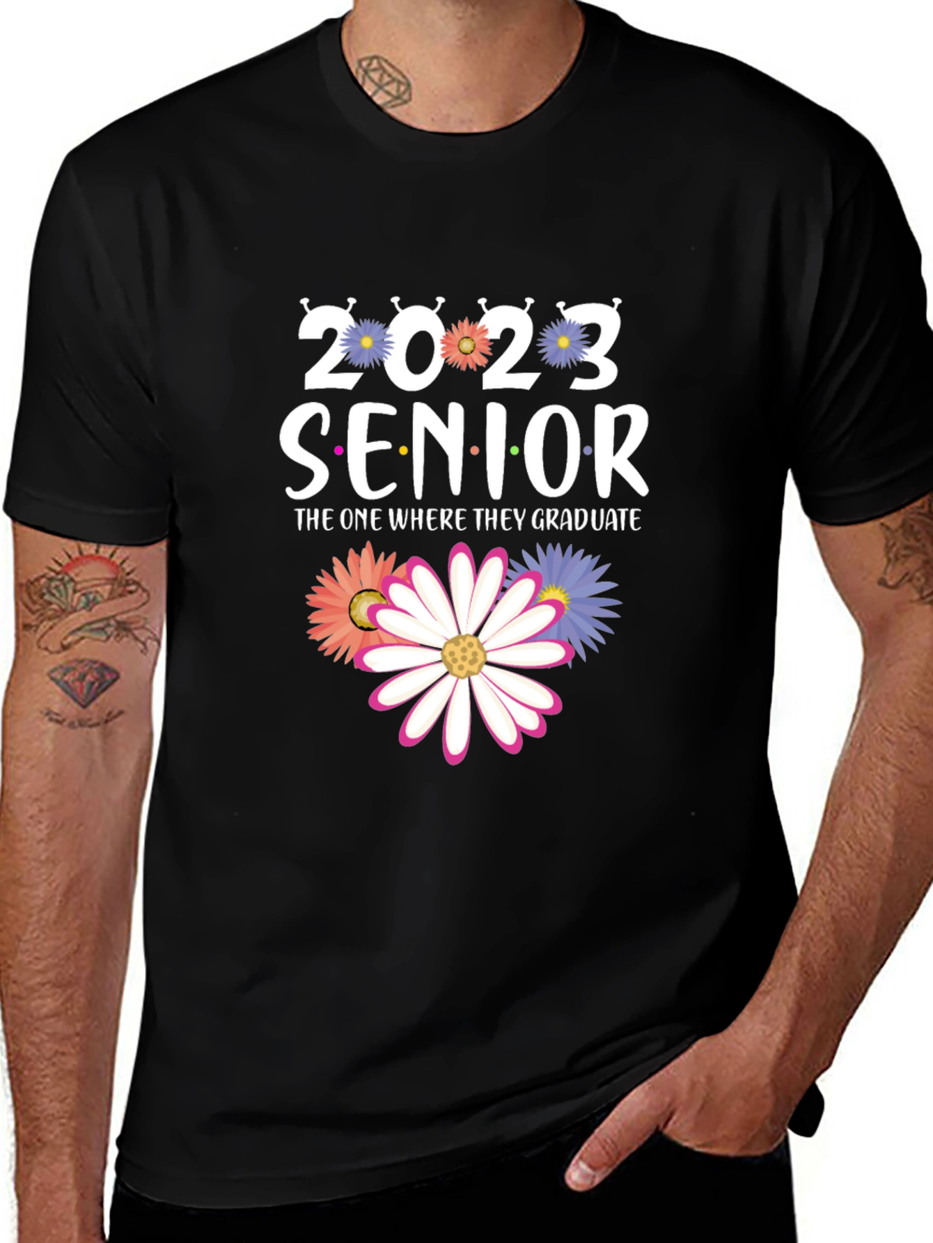 Senior 2023 Graduation T-Shirt with Floral Design