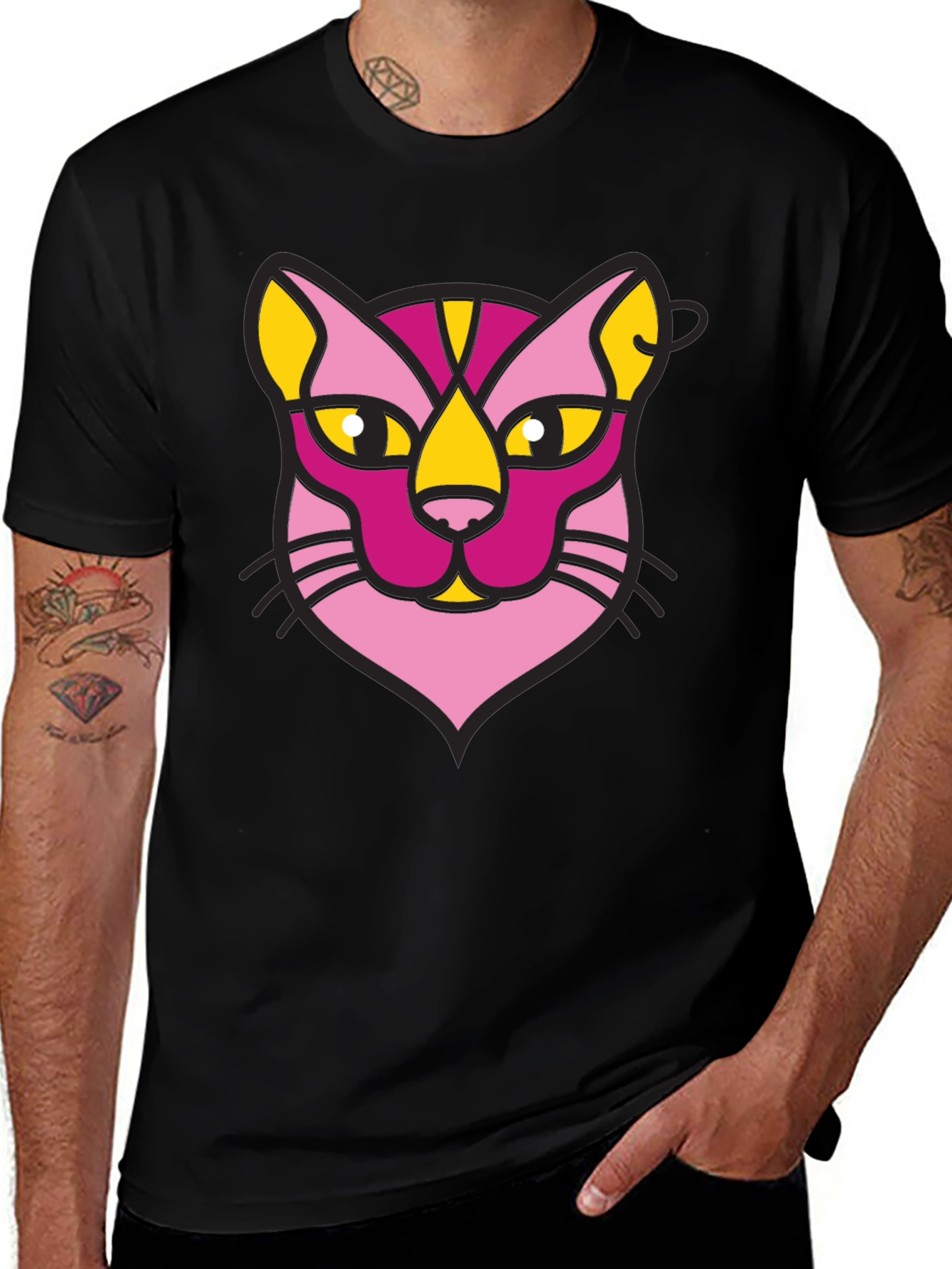 Variant 22 of Abstract Cat Graphic Black T-Shirt